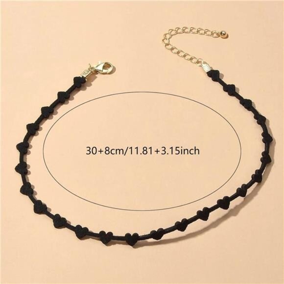 Black Necklaces for Women, Adjustable Layered Velvet Leather Lace - Picture 7 of 7